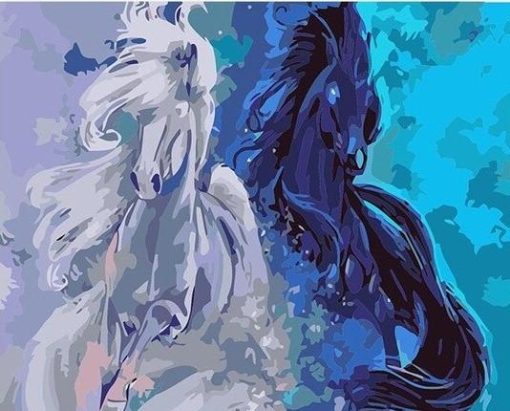 Black and White Horses paint by numbers
