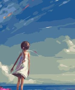 Girl Staring at the Sky paint by numbers