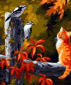 Kitten with Birds paint by numbers