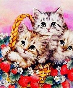 Kittens in Basket paint by numbers