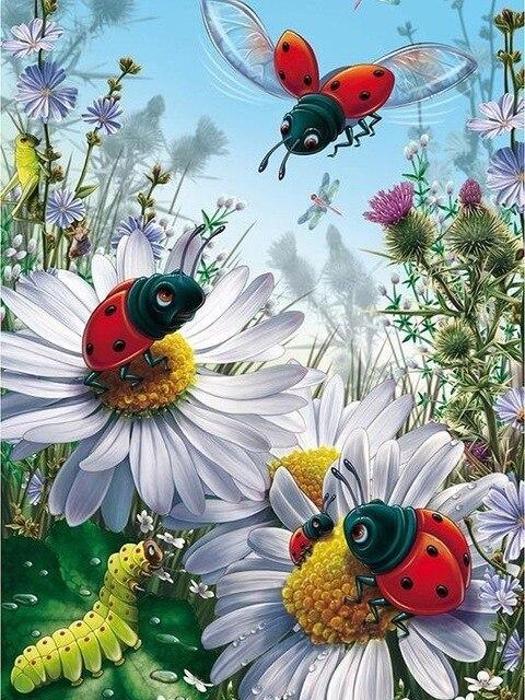 Ladybugs On Flowers paint by numbers