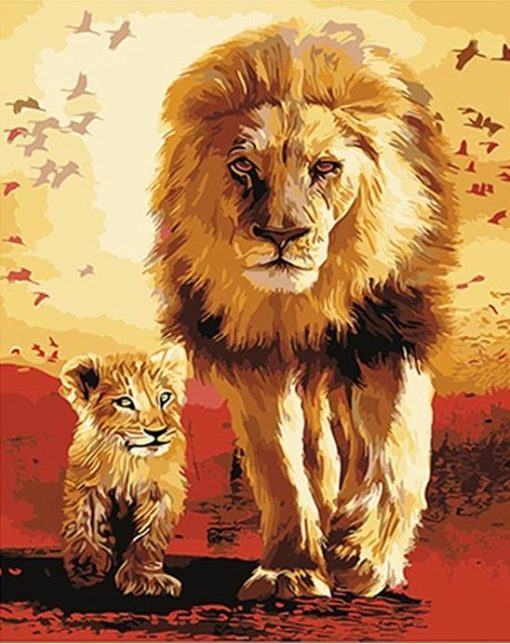 Lions Familly  Painting - DIY Paint By Numbers - Numeral Paint
