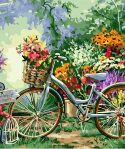 Painting By Numbers Bicycle Flowers Kits City - DIY Paint By Numbers - Numeral Paint