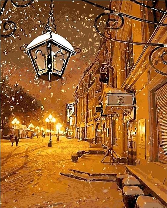 Frame Snow Street Modern Wall Art Picture - DIY Paint By Numbers - Numeral Paint