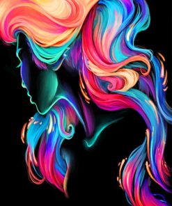 Abstract Rainbow Hair paint by numbers
