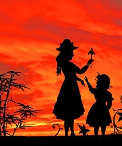 Mother Daughter Silhouette paint by numbers