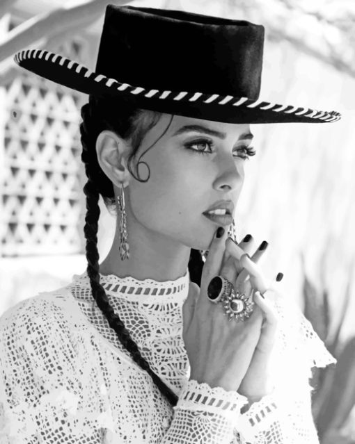 Black And White Mexican Girl paint by numbers