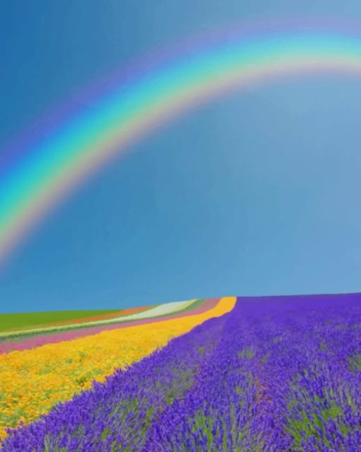 Rainbow In Lavender Field paint by numbers