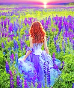 Girl In Lavender Fields paint by numbers