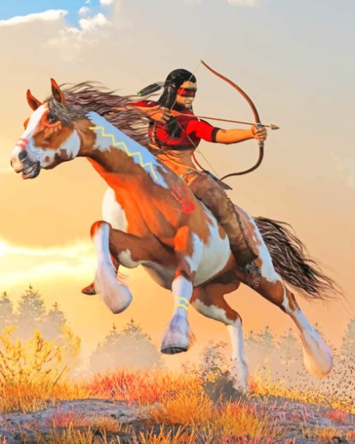Native Man On Horse paint by numbers