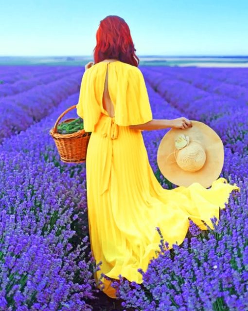 Woman In A Lavender Field Paint by numbers