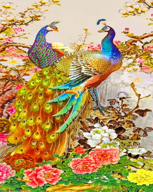 Aesthetic Peacocks Paintt by numbers