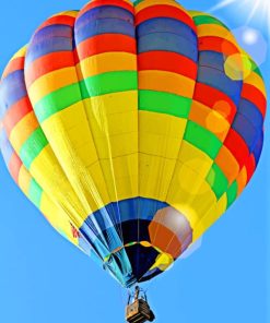 Yellow Blue Hot Air Balloon Paint by numbers
