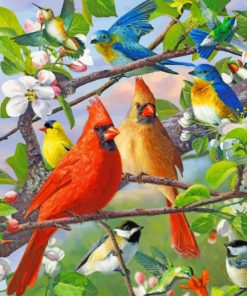 Birds On Tree paint by numbers