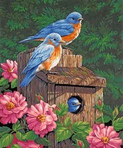 Garden Bluebirds paint by numbers