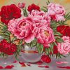 Red and Pink Peonies vase paint by number