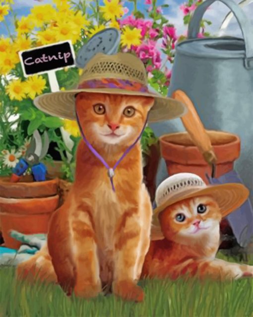 Cats Wearing Sunhats paint by numbers