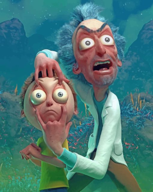 Crazy Rick And Morty paint by number
