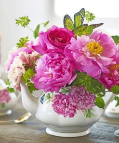 Peonies In Teapot paint by numbers