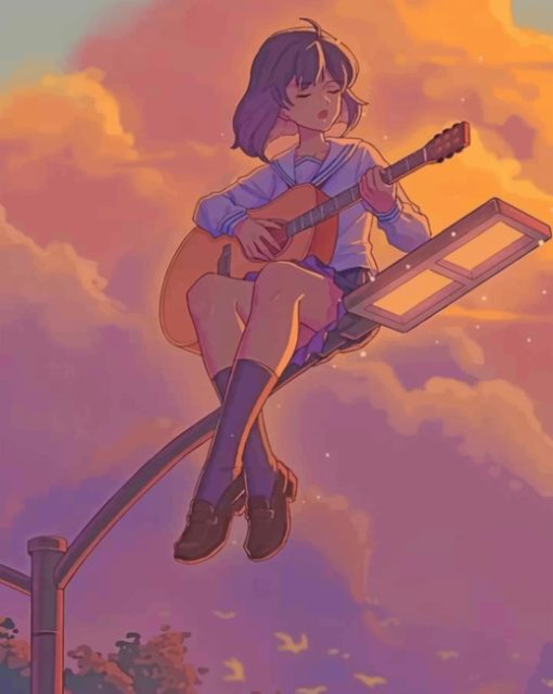 Anime Guitarist Girl paint by number