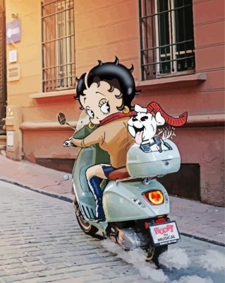 Betty Boop Riding A Motorcycle  Paint By Numbers