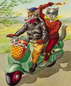 Cats On Motorcycle paint by number