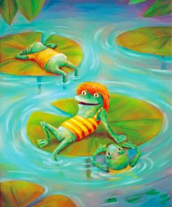 Frogs Resting On Lily Pad Paint by numbers