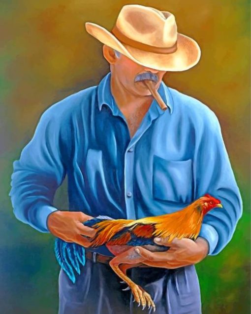 Man Holding Rooster Paint by numbers