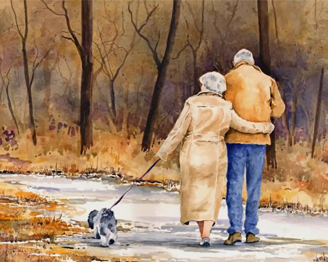 Old Couple Oil Painting By Numbers Canvas Kits Handmade Art