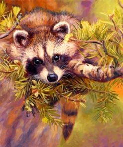 Raccoon On Tree Paint by numbers
