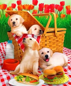 Puppies Picnic paint by numbers