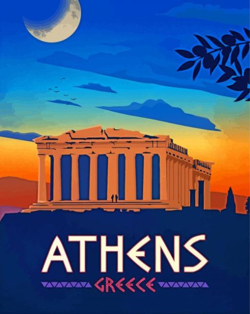 Athens Greece Poster Paint by numbers