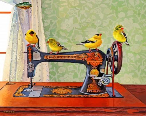 Birds On Swing Machine Paint by numbers