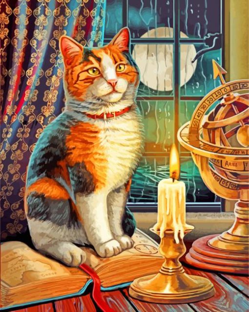 Cat And Candle Paint by numbers