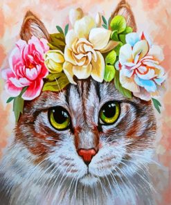 Cat With Flowers Paint by numbers