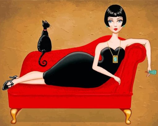 Classy Lady And Cat Paint by numbers