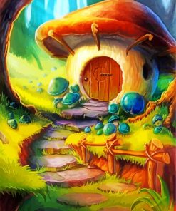Forest Mushroom House Paint by numbers