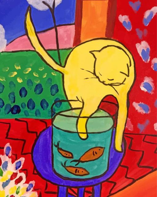 Henry Matiss Cat With Red Fish Paint by numbers