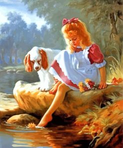 Little Girl And Dog Paint by numbers