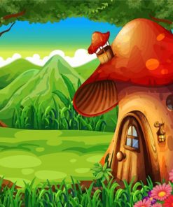 Mushroom House Illustration Paint by numbers