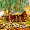 Old Log Cabin Paint by numbers