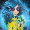 Creepy Coraline And Cat Paint by numbers