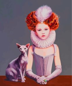 Girl And Sphinx Cat Paint by numbers
