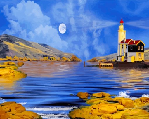 Moonlight Lighthouse Paint by numbers
