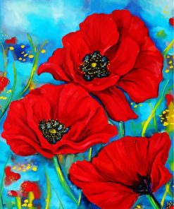 Red Poppies Flowers Paint by numbers