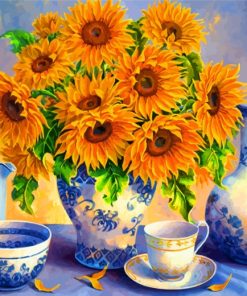 Sunflowers And Tea Set Paint by numbers