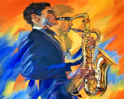 Abstract Saxophone Player Paint by numbers