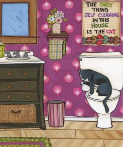 Cat In The Toilet Paint by numbers