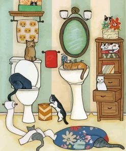 Cats In Bathroom Paint by numbers
