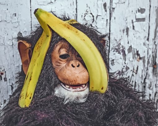 Chimpanzee-With-Banana-paint-by-numbers